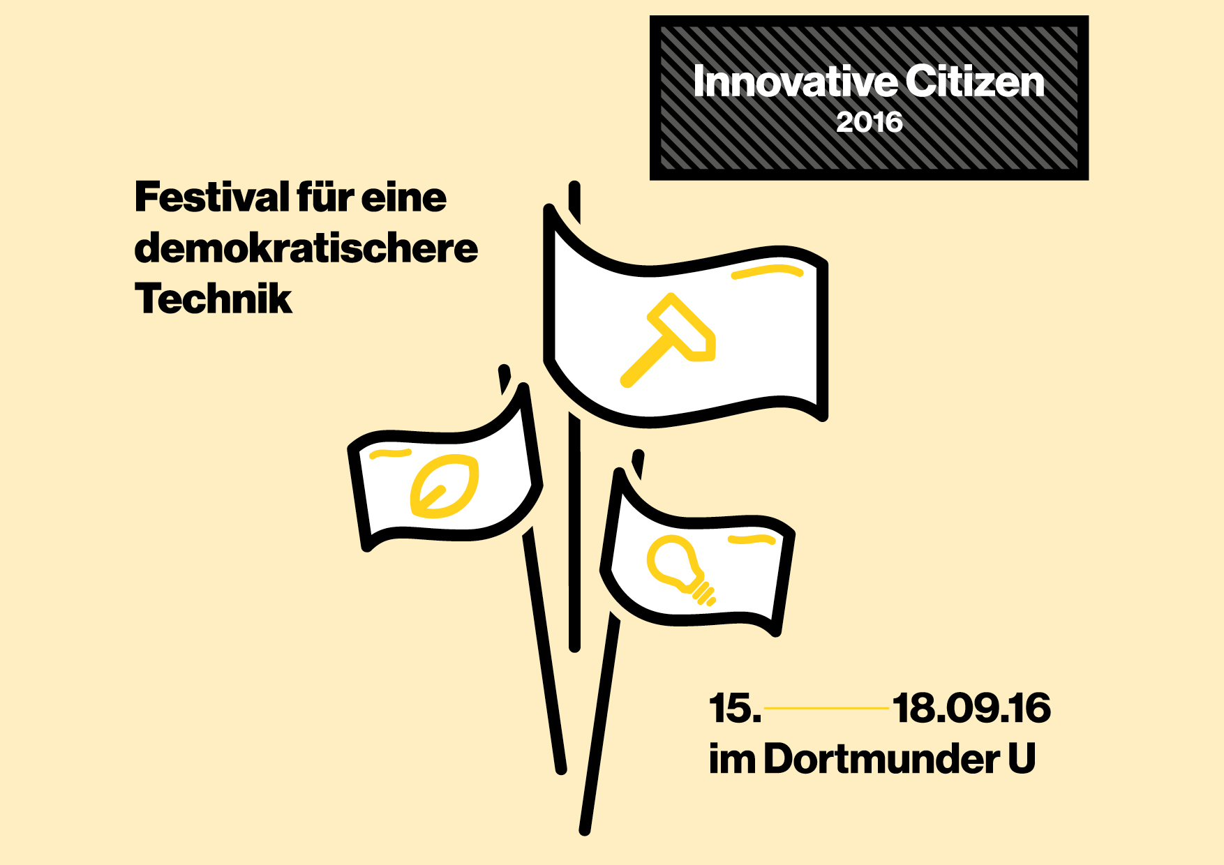 Plakat für Festival zur demokratischeren Technik vom 15.-18. September 2016 in Dortmund.