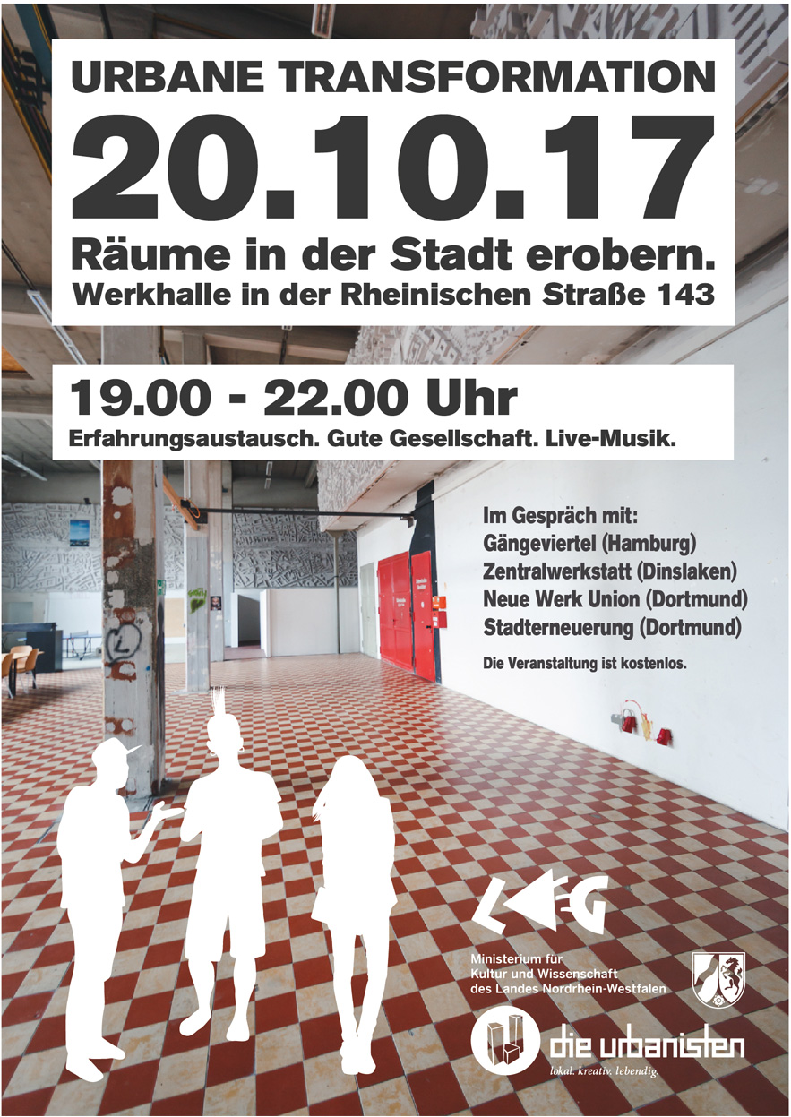 Plakat für Veranstaltung zur urbanen Transformation am 20.10.2017 in Dortmund.