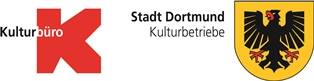 Logos von Kulturbüro und Stadt Dortmund mit Wappensymbol nebeneinander.