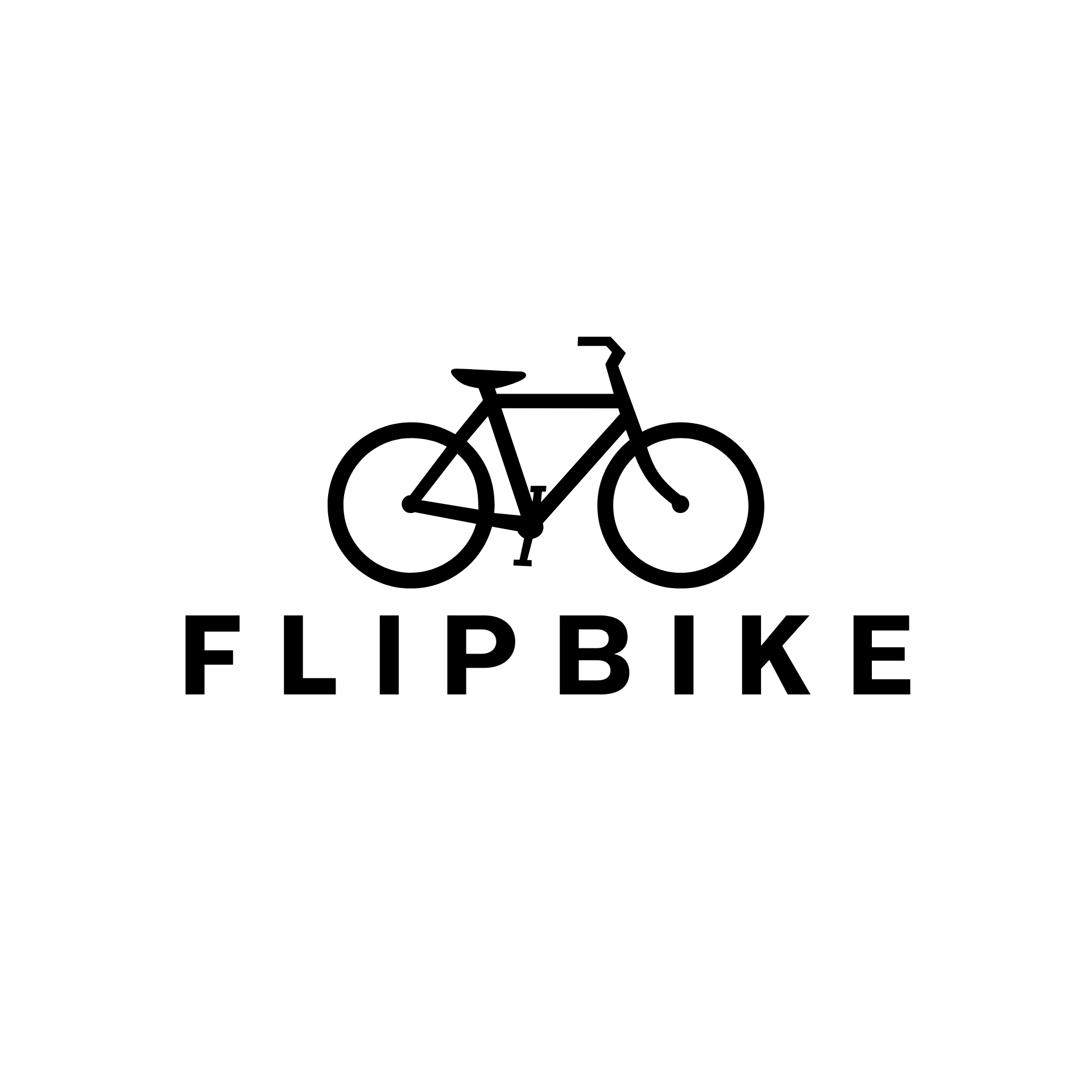 Schwarz-weißes Logo eines Fahrrads über dem Text FLIPBIKE.