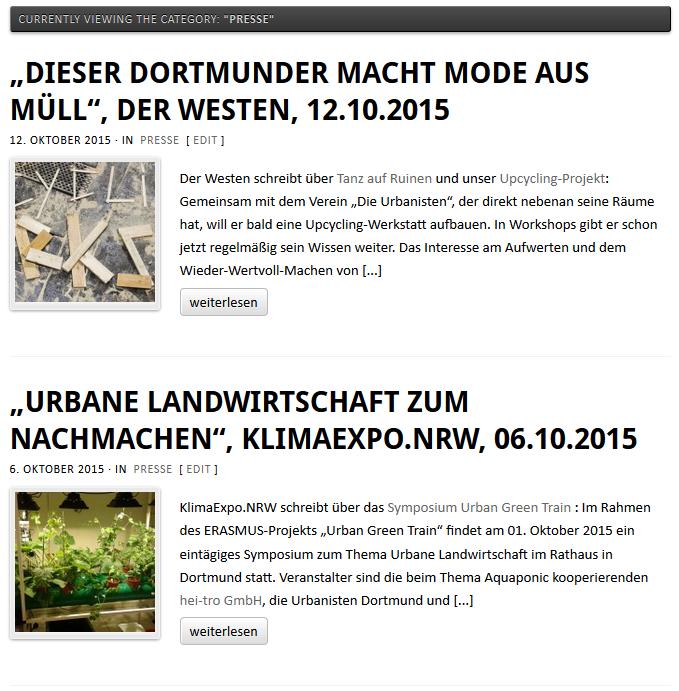 Zwei Pressemitteilungen zu Upcycling-Workshops und urbaner Landwirtschaft in Dortmund.
