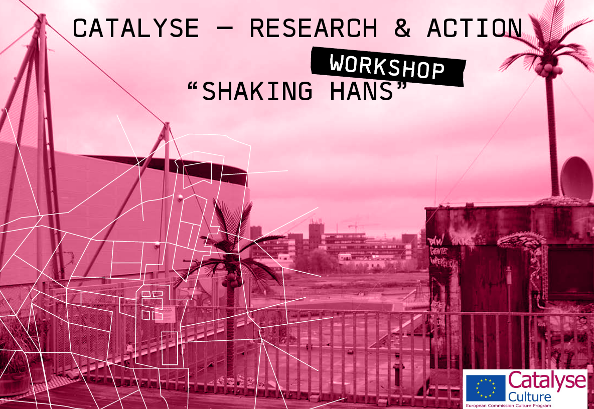 Plakat für einen Workshop der Katalyse-Organisation zum Thema urbane Stadtentwicklung in pink.